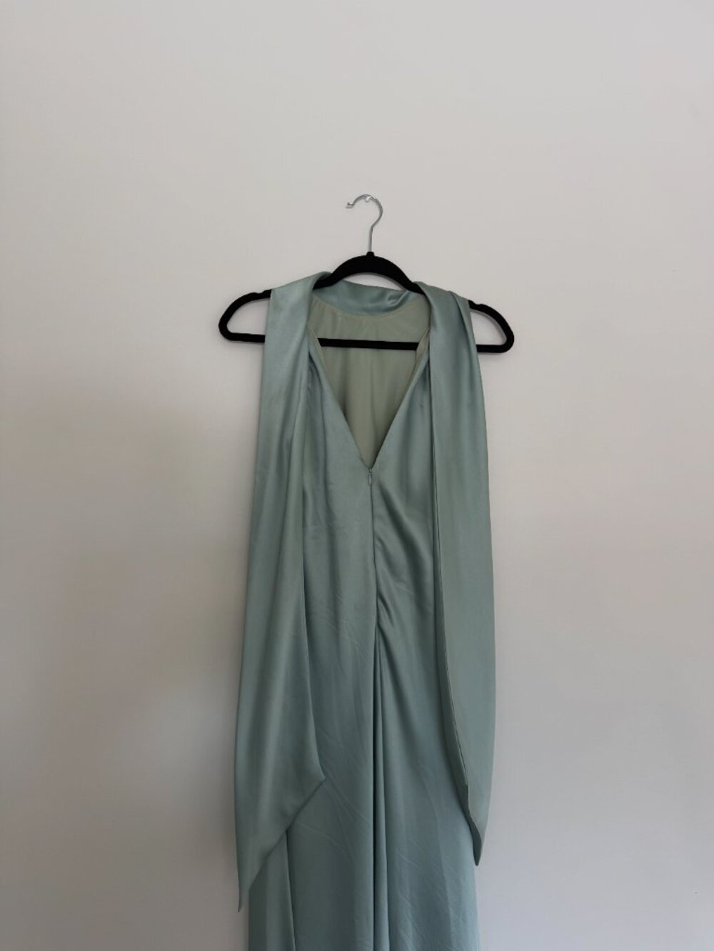 Satin Tie Back Mermaid Gown - Picture 3 of 4